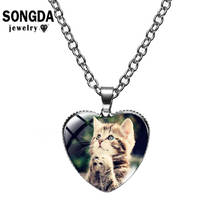 SONGDA Cute Cat Series Necklaces for Women Heart Glass Surface Pendant Chain Beautiful Jewelry Accessories Kid Best Lovely Gift 2024 - buy cheap