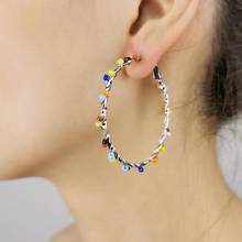 MANILAI 50mm Beaded Hoop Earrings Women Bohemian Handmade Resin Beads Statement Big Round Earrings Jewelry Wholesale Gift 2024 - buy cheap