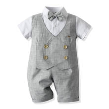 Baby Boys Summer Formal Dress Clothing Set Toddler Child Gentleman Short Sleeve Vest Shirt Shorts 2pcs Outfit Kids Party Costume 2024 - купить недорого