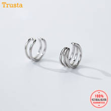 Trustdavis 100% 925 Sterling Silver Asymmetric Ear Cuff Clip on Earrings for Women Girl Without Piercing Earings Jewelry DA184 2024 - buy cheap