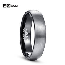 Jqueen 4mm 6mm anel acabamento escovado banda de casamento conforto ajuste cúpula matte anéis internos preto anel de carboneto de tungstênio 2024 - compre barato