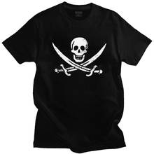 Jolly Roger Skull And Cross Bones T Shirt Men 100% Cotton Tshirt Casual Tee Tops Short Sleeve Harajuku T-shirt Loose Fit Apparel 2024 - buy cheap