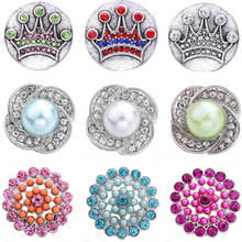 5pcs/lot Snap Jewelry Crystal Flower Metal 18mm Snap Buttons Fit Snap Button Bracelet Christmas Gift 2024 - buy cheap