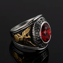 Vintage Men's Finger-Ring Fashion Personality Stainless Steel Eagle Gemstone Jewelry Accessories Gift Wholesale 2024 - buy cheap