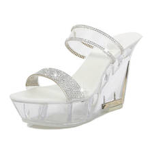 Mclubgirl-zapatos de tacón alto de 10cm para mujer, calzado de fiesta con perlas y diamantes, para pasarela, Pole Dance, suela de cristal, LFD-1101-10 2024 - compra barato
