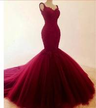 Angelsbridep Burgundy Mermaid Wedding Dress Fashion Strap Appliques Court Train Robe De Soirée De Mariage Formal Wedding Gowns 2024 - buy cheap