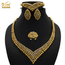 ANIID Dubai-Conjunto de joyería nupcial para mujer, collar y pendientes, accesorios africanos de oro de 24K para dama de honor, accesorios etíopes 2024 - compra barato