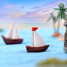 Mini barco a vela de miniaturas, 8 peças decoração de jardim, jardim das fadas em miniatura, ornamentos de paisagem, artesanato de resina faça você mesmo 2024 - compre barato