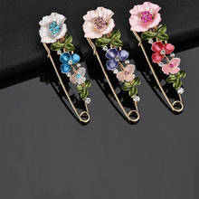 Lady Enamel Flower Brooch Pins Women 3 Colors Leaf Rhinestone Cardigan Dress Scarf Buckle Pin Jewelry Elegant Gifts 2024 - buy cheap