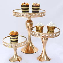 Soporte de pastel de cristal de Color dorado, bandeja de postre de boda, soportes para magdalenas, expositor de pasteles, Colo dorado 2024 - compra barato