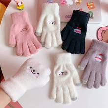 1Pair Winter Warm Plush Gloves Cute Student Girl Smile Touch Screen Five Finger Gloves Imitation Mink Warm Mittens 2024 - buy cheap