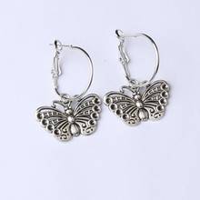 1 pair Fashion Pretty butterfly Earrings Jewelry  silver color butterfly hoop Earrings Best Gift for Women Girl 2024 - buy cheap