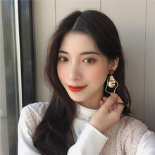 Korean Trendy Irregular Gold Color Metal Drop Earrings for Women Vintage Geometric Statement Earrings Party Jewelry Accessories 2024 - buy cheap