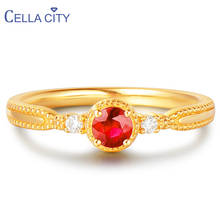 Cellacity 925 Silver Ring With Round Creative Ruby Gemstone For women Gold color charm lady fine jewellery wedding party gift 2024 - buy cheap