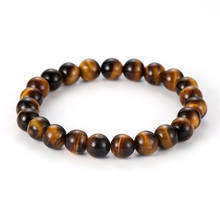 High Quality 6mm 8mm10mm12mm 14mm Natural Brown Tiger Eye Stone Beads Bracelet Bangle  Fashion Elastic Bracelet Jewelry for Men 2024 - buy cheap