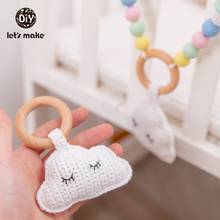 Let's Make 1PC Baby Toys 0 12 Months Crochet Clouds Beech Wooden Ring Educational Toys For Babies Rattles For Kids Dropshipping 2024 - buy cheap