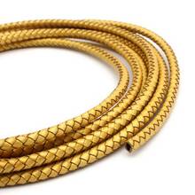 1 Yard 6mm Diameter Round Gold Woven Braided Leather Bolo Cord, DIY Necklace Bracelet Jewelry Making Leather Craft 2024 - buy cheap
