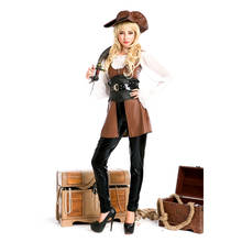 Pirate Costumes Set Performance Sexy Adult Halloween Costume Dress woman Leather Waistcoat Belt polyester pirate costume cos Set 2024 - buy cheap