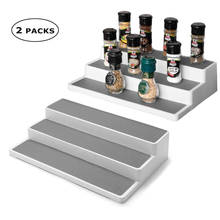 Estante de almacenamiento para condimentos, anaquel de 3 niveles para tarros de especias, organizador de armarios, accesorios de baño y cocina, 2 uds. 2024 - compra barato