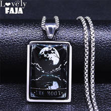 Tarot Small Tin Sign - The Moon Stainless Steel Glass Necklaces Women/Men Geometry Necklace Jewelry collier homme N5113S04 2024 - buy cheap
