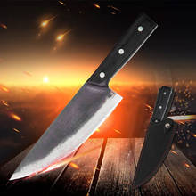 Cuchillos de carnicero hechos a mano de acero revestido de carbono, cuchillo de cocina forjado, cuchillo de carnicero, con funda 2024 - compra barato