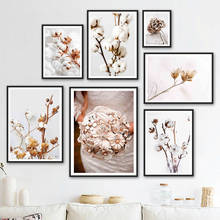 Grama seca de algodão flores secas planta folha parede arte da lona pintura nórdico cartazes e impressões fotos parede para sala estar decoração 2024 - compre barato