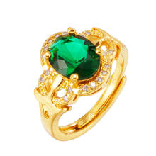 Anillo de oro de 24K del Real Dubai para mujer, joyería de oro rosa de boda, anillos de piedra de cristal Bague para mujer, regalos para niña, circonita de cristal de lujo 2024 - compra barato