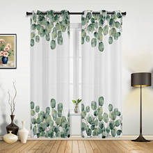 Tropical Plants Eucalyptus Leaves Window Curtains for Living Room Kitchen Curtain with Valance Kids Room Home Decor 2024 - buy cheap