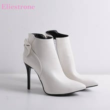 Bota de cano alto stiletto feminina elegante, calçado noivado plus size 10 43 45 48 branco vermelho inverno 2024 - compre barato