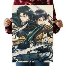 51.5x36cm Attack On Titan B Style Japanese Cartoon Comic Kraft Paper Poster Wall Stickers Home Decor Painting  New 2024 - buy cheap