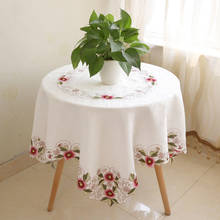 European embroidery table cover tablecloth fabric round lace pastoral table cloth flower simple modern dining table 2024 - buy cheap