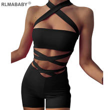 RLMABABY Sexy Bandage Bow Cropped Top And High Waist Hollow Out Skinny Shorts Set Summer Night Club Women Casual Outfits Set 2024 - buy cheap