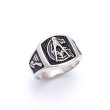 Domineering masonic ring casting Punk Gothic free Mason Stainless Steel Black Silver color Finger Rings For Men Wholesale 2024 - buy cheap