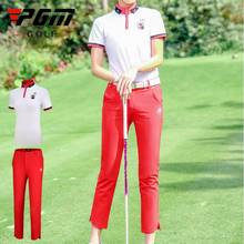 Pgm Женская одежда для гольфа, женская летняя рубашка с коротким рукавом, высокоэластичные тонкие брюки, костюмы для похудения, спортивная одежда для гольфа D0737 2024 - купить недорого