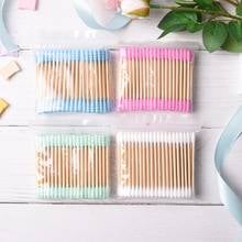 100PCS Cosmetic Cotton Swab Stick Double Head Ended Clean Cotton Buds Ear Clean Tools For Children Adult Pink Green 2024 - buy cheap