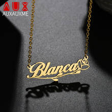 Auxauxme Customized Name Necklaces Personlized Stainless Steel Rose Flower Pendant Necklace for Women Wife mom Girfriend Gifts 2024 - buy cheap