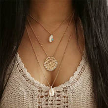 HOCOLE богемное ожерелье с подвеской в виде ракушки для женщин, модное многослойное ожерелье-чокер с кристаллами, пляжные украшения, подарки 2024 - купить недорого