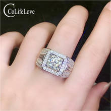 Colife jóias luxuosas anel de moissanite para o homem 2ct real moissanite homem anel moda 925 prata moissanite jóias 2024 - compre barato