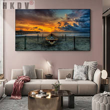 HKDV-pinturas en lienzo con vista a la playa, carteles artísticos para pared, impresiones de paisaje, imagen artística para decoración moderna del hogar 2024 - compra barato