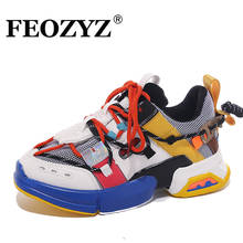 FEOZYZ Patchwork Low Top Fashion Sneakers Women Height Increasing Platform Shoes Woman Basket Femme Chunky Running Shoes 2024 - buy cheap