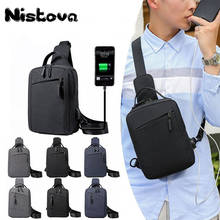 Мужская нагрудная сумка с USB-портом для зарядки, мессенджер на короткие расстояния, водонепроницаемая сумка для путешествий и отдыха с защитой от кражи 2024 - купить недорого