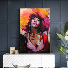 Pintura a óleo em tela feminina, arte escandinavo para parede da sala de estar, colorido grafite e bonita 2024 - compre barato