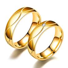 Brand Smooth Gold Titanium Steel Ring Fashion Stainless Steel Couple Ring for Men Women Wedding Rings Valentines Day Gift 2024 - buy cheap