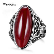 Wbmqda Vintage Jewelry Red Stone Ring For Women Black Crystal Silver Color Hollow Butterfly Flowers Ring Gift For Best Friend 2024 - buy cheap