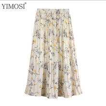 2021 Vintage Spring Summer Women Skirts Ladies Korean Elastic Waist Floral A Line Skirts Female Chiffon Pleated Skirts 2024 - buy cheap