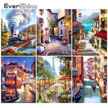 Evershine 5d faça você mesmo pintura de diamante completo quadrado street ponto cruz mosaico de diamante imagem de paisagem de strass presente arte de parede 2024 - compre barato