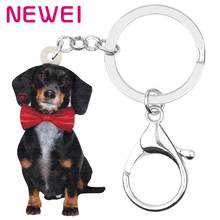 NEWEI-Llavero de acrílico para mujer y niña, llavero de Animal para el Día de San Valentín con lazo, perro salchicha, bolso para adolescentes, decoraciones para coche, monedero, regalo 2024 - compra barato