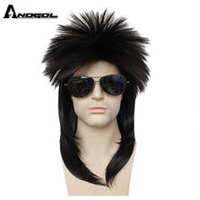 ANOGOL 80s Costume Rocking Dude Punk Metal Disco Mullet Synthetic Cosplay Wigs Multicolor Short Curly Black Mike Jackson Wig 2024 - buy cheap