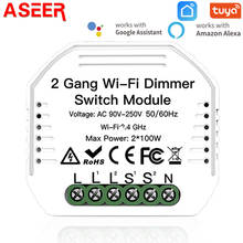 Clearance Sale  2 Gang DIY WiFi Smart 2 Way Light LED Dimmer Module Switch Tuya APP Remote Control Work with Alexa Google Home 2024 - buy cheap