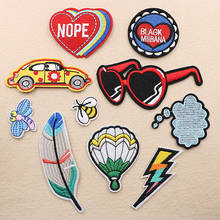 New Heart Glass Car Appliques Iron on Patches for Clothes Cartoon Embroidery Patch Diy Coat Hat Bags Parches Cute Stickers 2024 - buy cheap